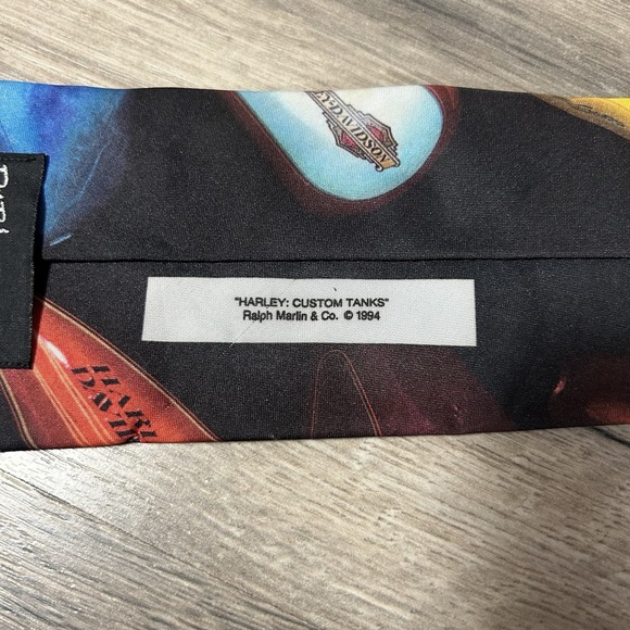 Vintage Ralph Marlin - Harley Davidson Motorcycle Neck Tie Custom Tanks 1994 - Picture 4 of 4